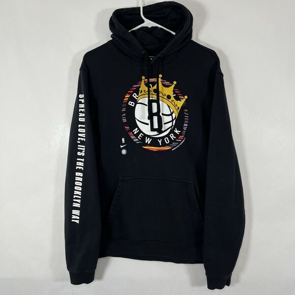 Nike Brooklyn Nets Notorious BIG Hoodie Sweatshirt Mens Size Large Black Biggie - Picture 1 of 13